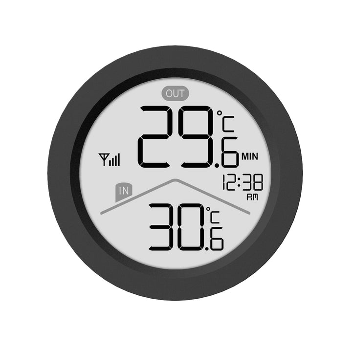 Estación meteorológica inalámbrica GreenBlue, temperatura interior/exterior, reloj, selección de °C o °F, alcance de hasta 60 m, color negro, GB162 B + 4 pilas alcalinas AAA Varta Industrial