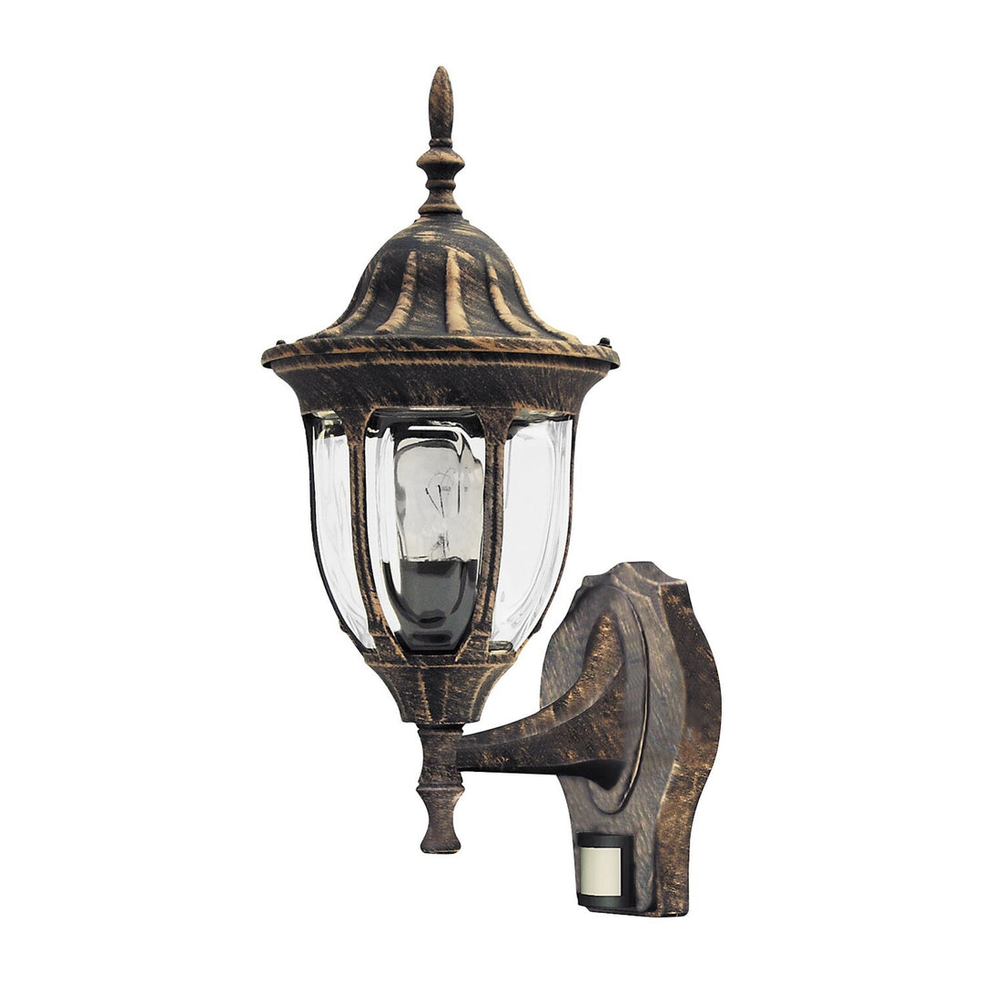 Aplique Rabalux, para exterior, con sensor de movimiento, IP43, casquillo E27, máx. 60 W, dorado antiguo, Milano, 2 unidades