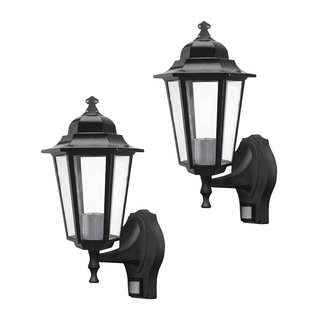Aplique Rabalux, para exterior, con sensor de movimiento, IP43, E27, máx. 60 W, negro, Velence, 2 unidades