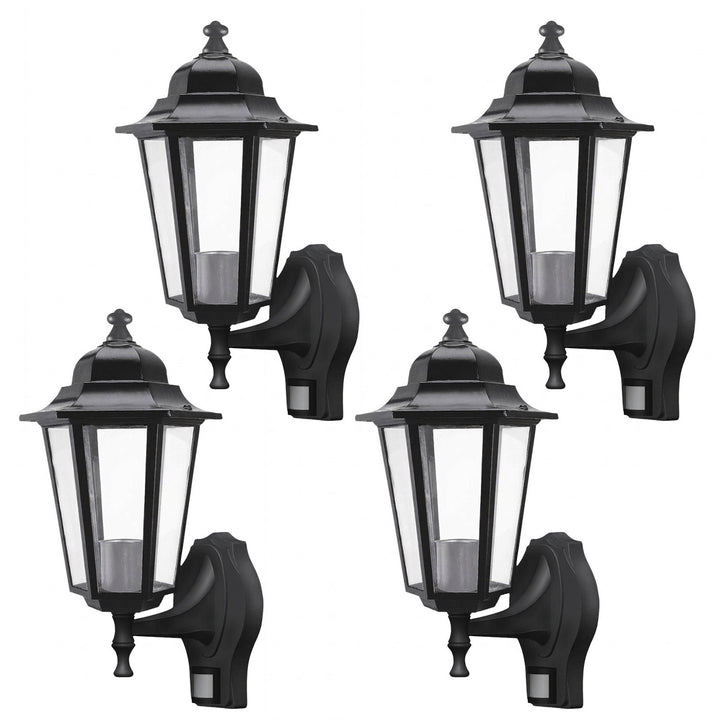 Aplique Rabalux, para exterior, con sensor de movimiento, IP43, E27, máx. 60 W, negro, Velence, 4 unidades