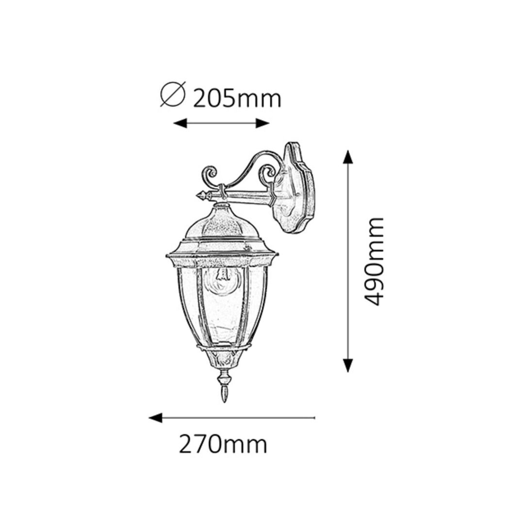 Aplique Rabalux, para exterior, IP44, E27, máx. 60 W, oro antiguo, Toronto, 4 unidades