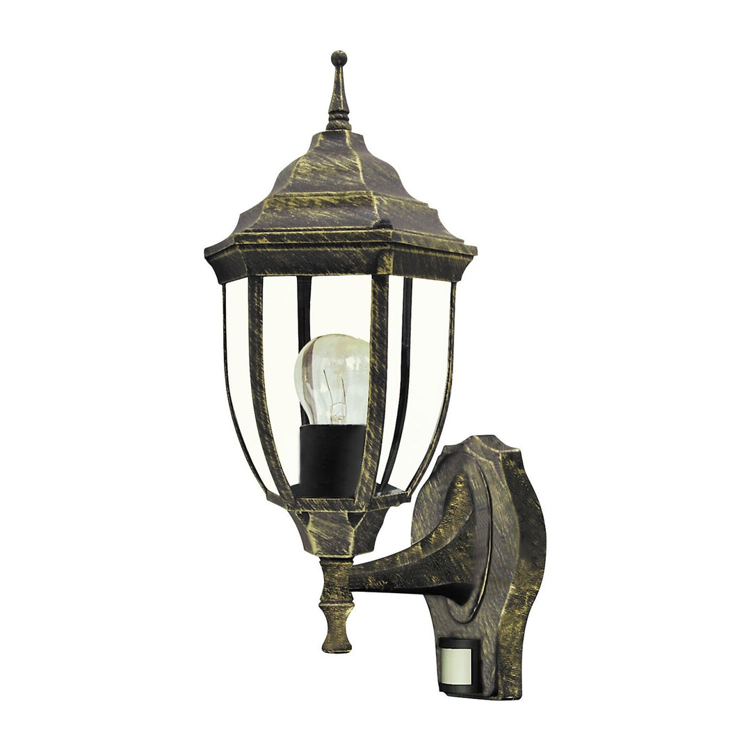 Aplique Rabalux, para exterior, con sensor de movimiento, IP43, E27, máx. 60 W, dorado antiguo, Niza, 2 unidades