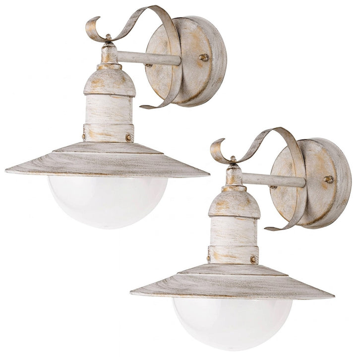 Aplique Rabalux, para exteriores, IP44, E27, máx. 60 W, blanco antiguo, Oslo, 2 unidades