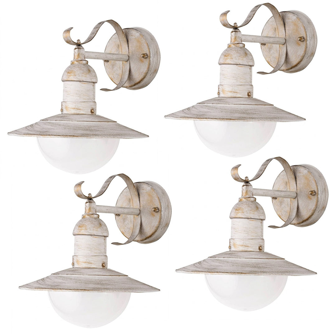 Aplique Rabalux, para exterior, IP44, E27, máx. 60 W, blanco antiguo, Oslo, 4 unidades