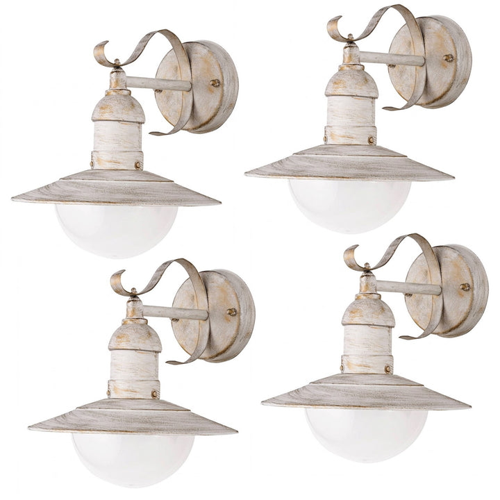 Aplique Rabalux, para exterior, IP44, E27, máx. 60 W, blanco antiguo, Oslo, 4 unidades