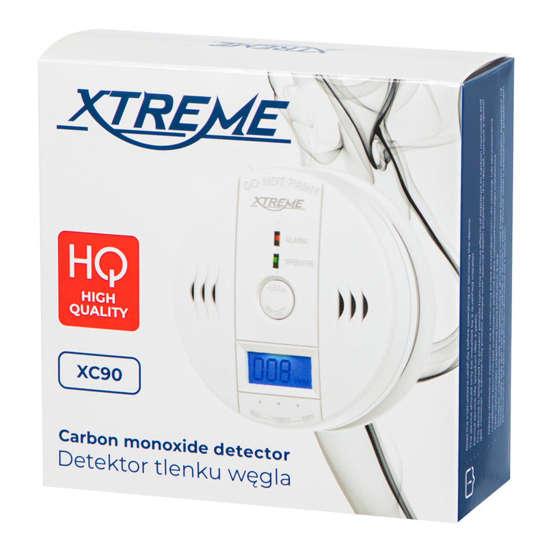 Detector de monóxido de carbono Xtreme XC90 LCD, color blanco, 3 pilas AA, alarma sonora potente y LED rojo, tamaño compacto, autonomía de hasta 7 años, 50-636#