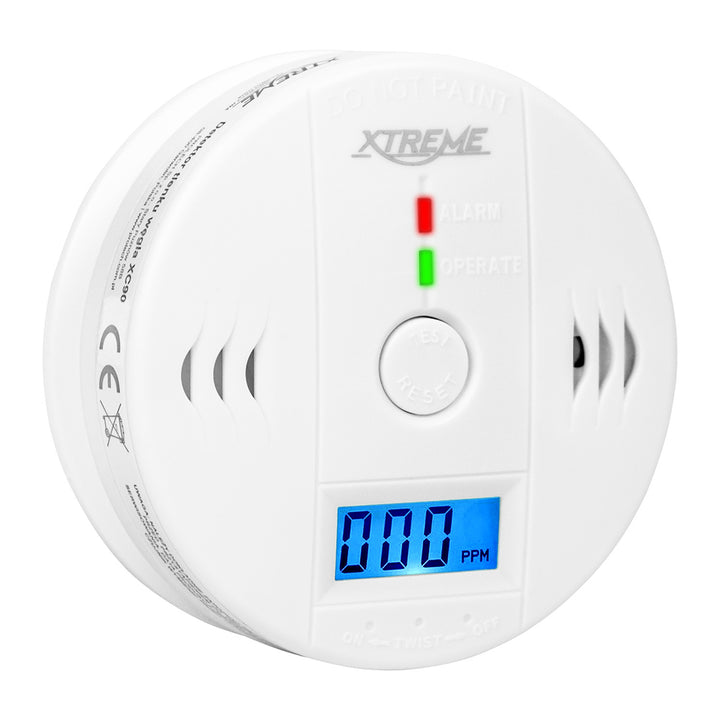 Detector de monóxido de carbono Xtreme XC90 LCD, color blanco, 3 pilas AA, alarma sonora potente y LED rojo, tamaño compacto, autonomía de hasta 7 años, 50-636#