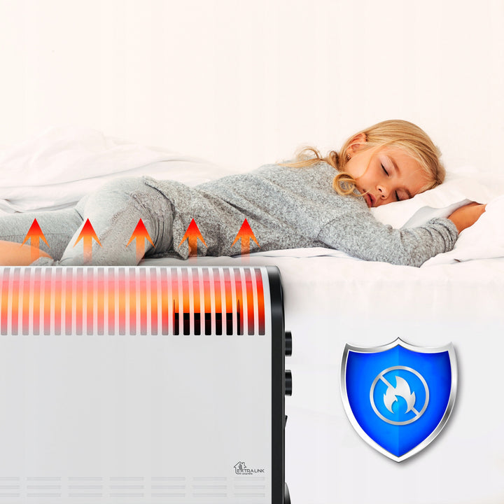 Convector eléctrico Extralink, potencia de 2000 W, ventilador integrado para la distribución del calor, regulación en 3 niveles, modo turbo, LCV-06