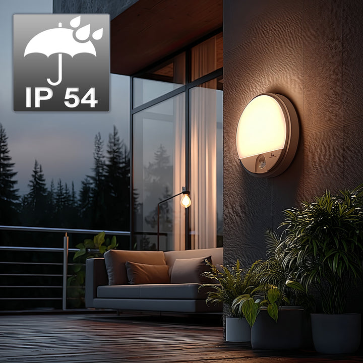 Lámpara LED con sensor de movimiento Maclean, sensor PIR, color blanco, 15 W, IP54, 1100 lm, luz neutra, MCE291 W, 2 unidades