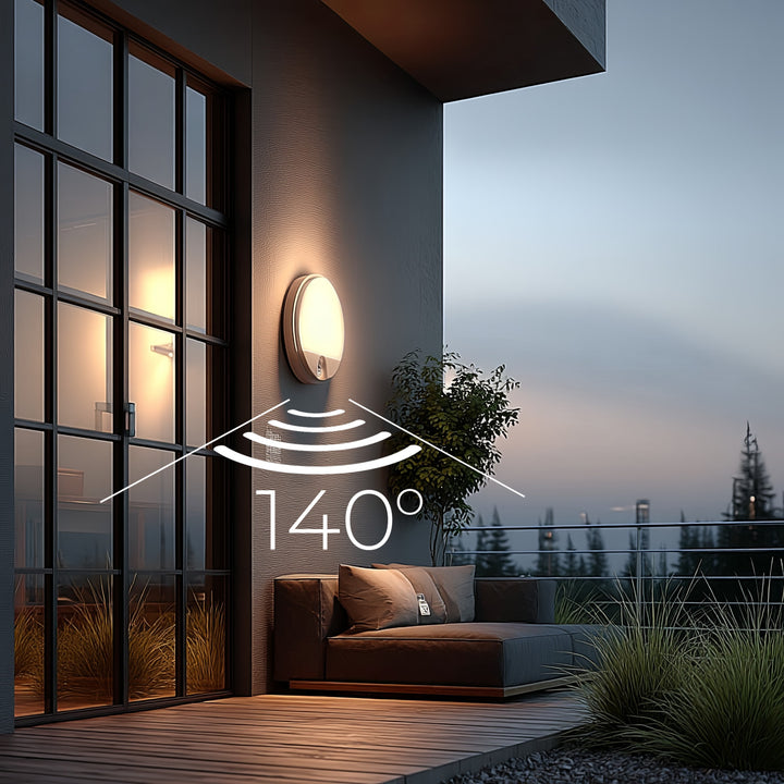 Lámpara LED con sensor de movimiento Maclean, sensor PIR, color blanco, 15 W, IP54, 1100 lm, luz neutra, MCE291 W, 2 unidades