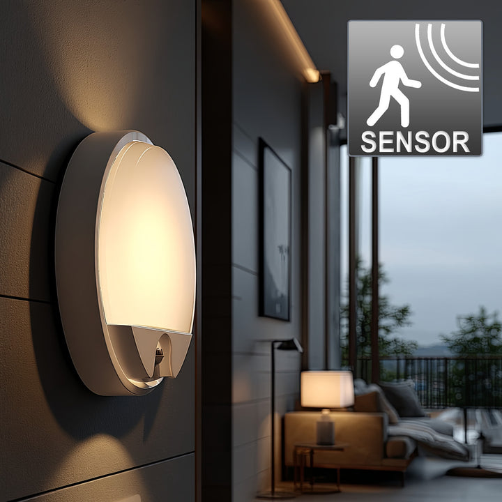 Lámpara LED con sensor de movimiento Maclean, sensor PIR, color blanco, 15 W, IP54, 1100 lm, luz neutra, MCE291 W, 2 unidades