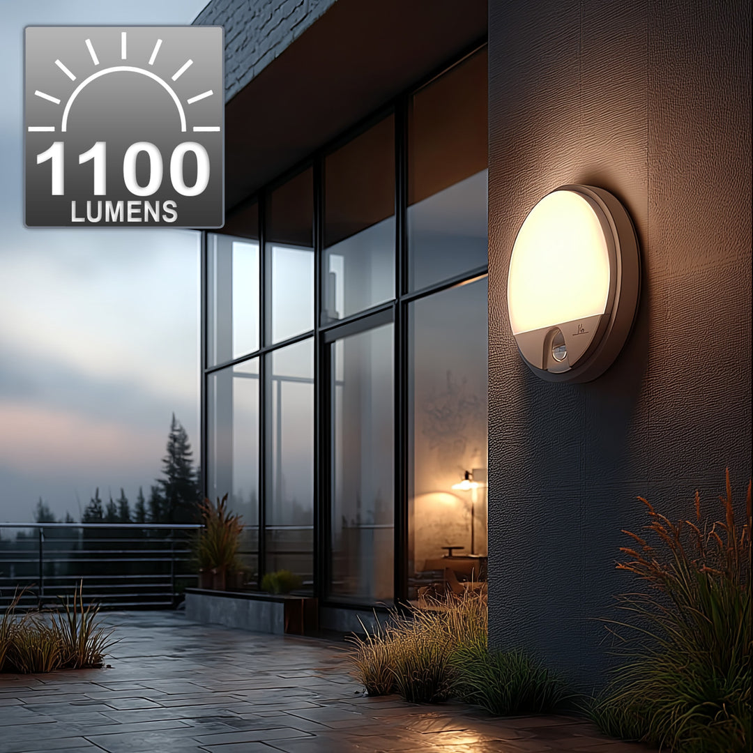 Lámpara LED con sensor de movimiento Maclean, sensor PIR, color blanco, 15 W, IP54, 1100 lm, luz neutra, MCE291 W, 2 unidades