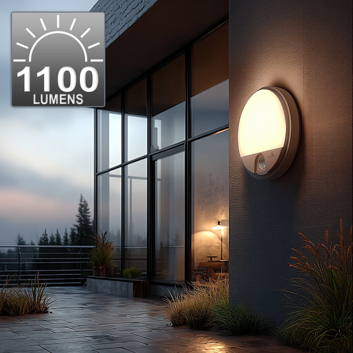 Lámpara LED con sensor de movimiento Maclean, sensor PIR, color blanco, 15 W, IP54, 1100 lm, luz neutra, MCE291 W, 2 unidades