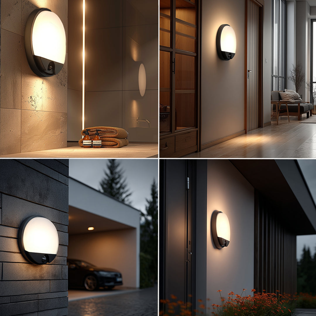 Lámpara LED con sensor de movimiento Maclean, sensor PIR, color gris, 15 W, IP54, 1100 lm, luz neutra, MCE291 W, 2 unidades
