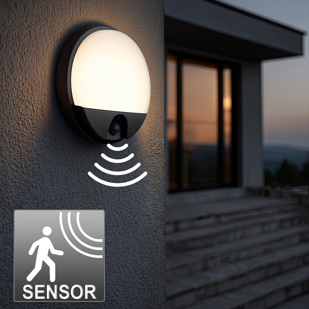 Lámpara LED con sensor de movimiento Maclean, sensor PIR, color gris, 15 W, IP54, 1100 lm, luz neutra, MCE291 W, 2 unidades