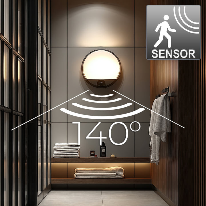Lámpara LED con sensor de movimiento Maclean, sensor PIR, color gris, 15 W, IP54, 1100 lm, luz neutra, MCE291 W, 2 unidades