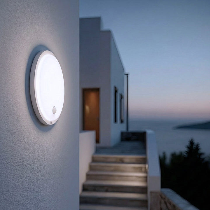 Lámpara LED con sensor de movimiento Maclean, sensor PIR, color blanco, 10 W, IP65, 1000 lm, luz neutra, MCE525 W, 2 unidades