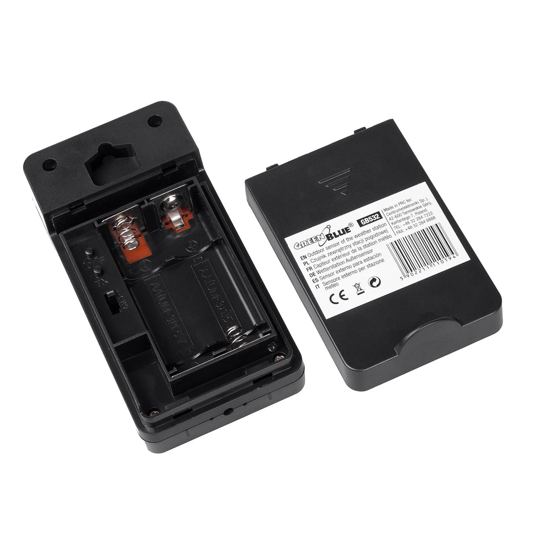 Sensor externo para la estación meteorológica GreenBlue, compatible con la estación GB522, modelo GB532 + 2 pilas alcalinas AA Varta Industrial