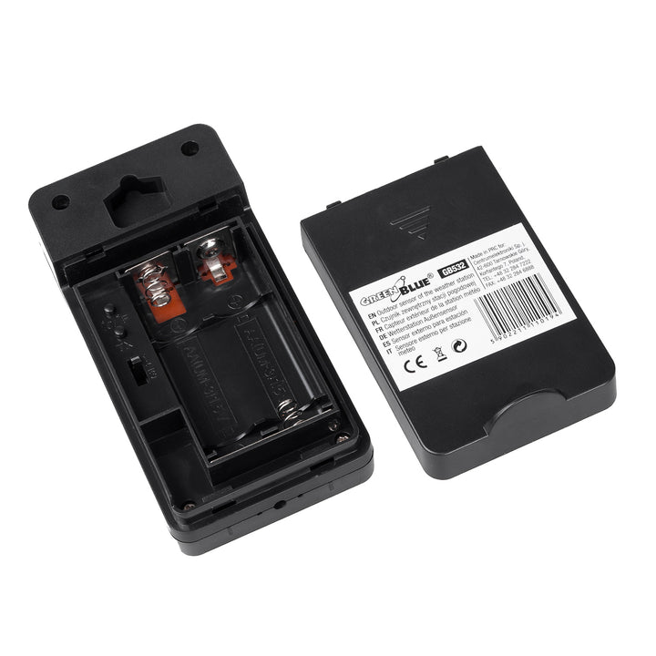Sensor externo para la estación meteorológica GreenBlue, compatible con la estación GB522, modelo GB532 + 2 pilas alcalinas AA Varta Industrial