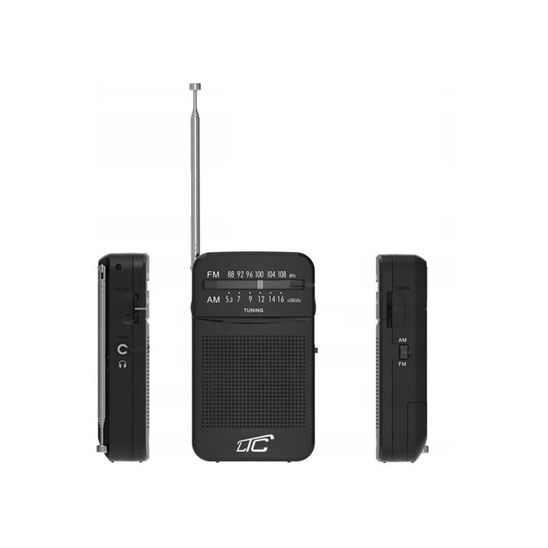 Radio de bolsillo LXLTC2029C LEGA con AM/FM/AUX, alimentación por pilas LTC + 2 pilas alcalinas AA Varta Industrial