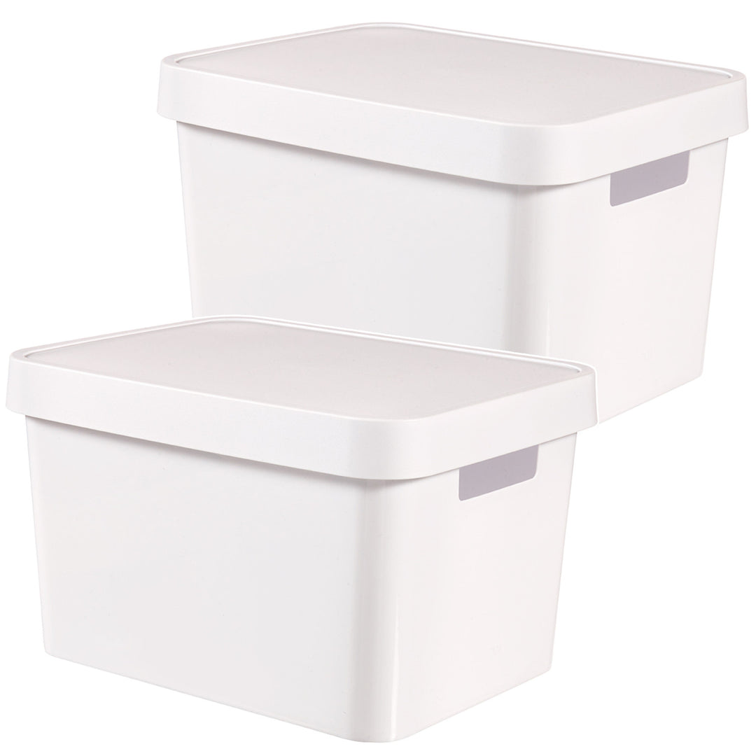 Recipiente con tapa Curver Infinity de 17 litros, color blanco, 2 unidades