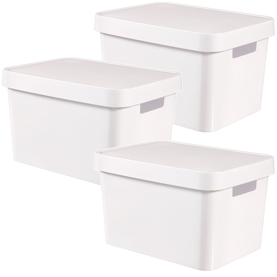 Recipiente con tapa Curver Infinity de 17 litros, color blanco, 3 unidades