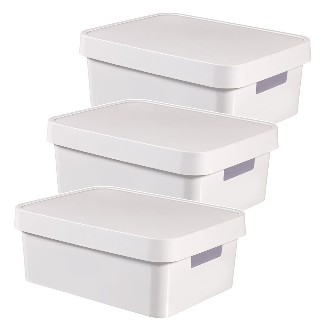 Recipiente con tapa Curver Infinity de 11 litros, color blanco, 3 unidades