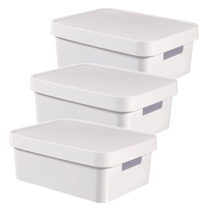 Recipiente con tapa Curver Infinity de 11 litros, color blanco, 3 unidades