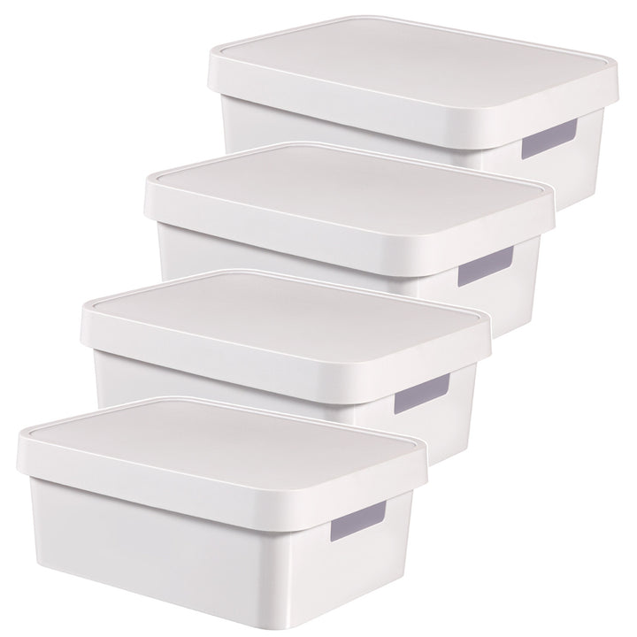 Recipiente con tapa Curver Infinity de 11 litros, color blanco, 4 unidades