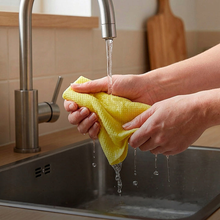 Paño Vileda Actifibre Pro para cristales y ventanas, apto para la lavadora, revestimiento de PVA, sin marcas ni manchas, limpia solo con agua, 183298, 3 unidades