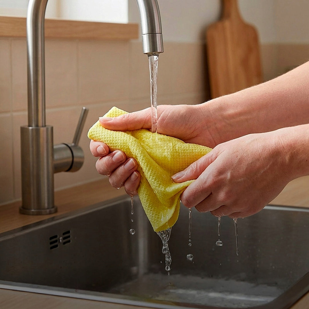Paño Vileda Actifibre Pro para cristales y ventanas, apto para lavadora, revestimiento de PVA, sin marcas ni manchas, limpia solo con agua, 183298, 4 unidades