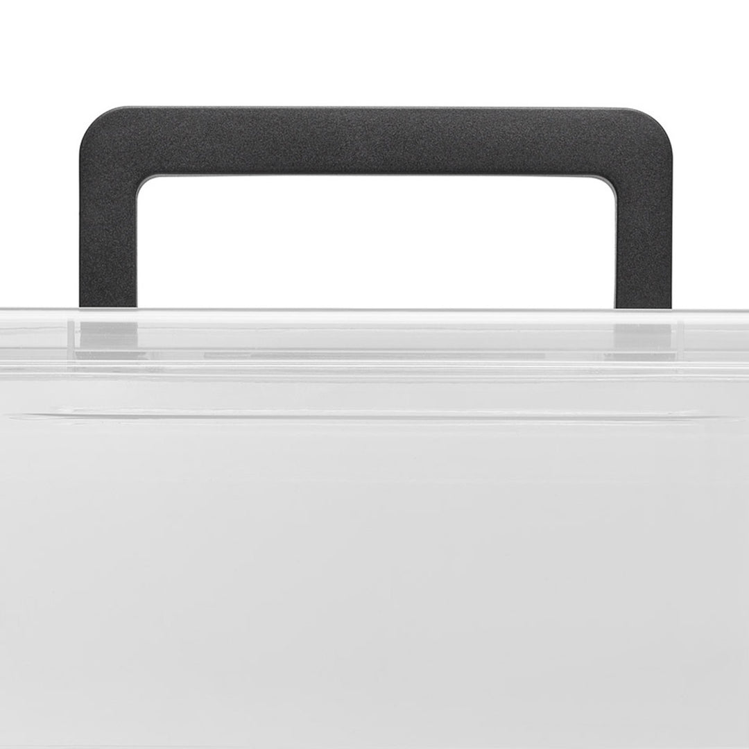 Contenedor Moxom SimpleStore, capacidad de 60 l, transparente, tapa con cierres a presión, con ruedas, sin BPA, 04-0081, 3 unidades