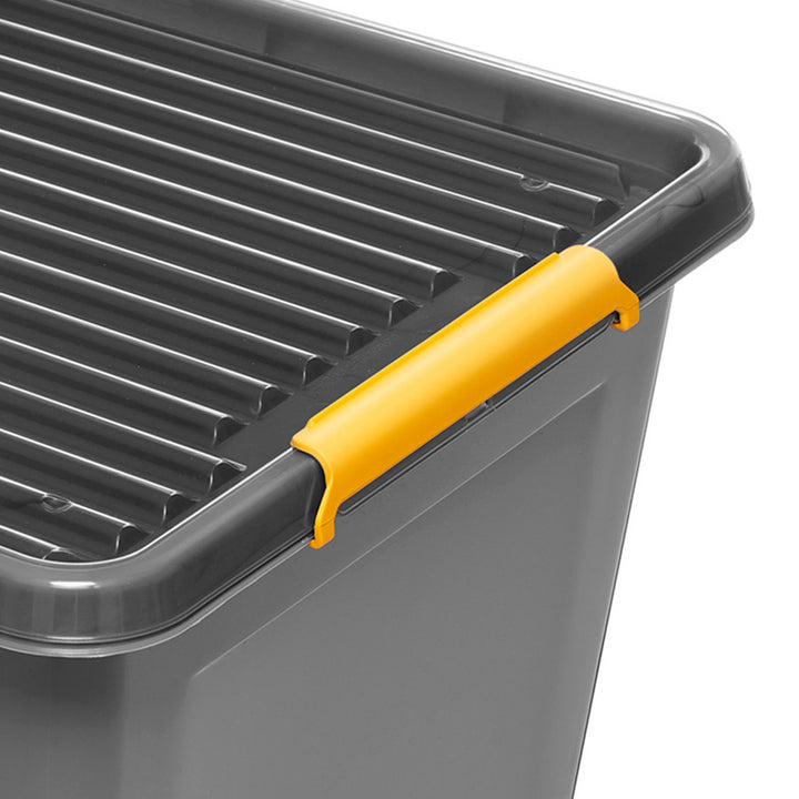 Contenedor Moxom SolidStore, capacidad de 80 l, color gris, tapa con cierres a presión, con ruedas, sin BPA, 04-0217, 4 unidades