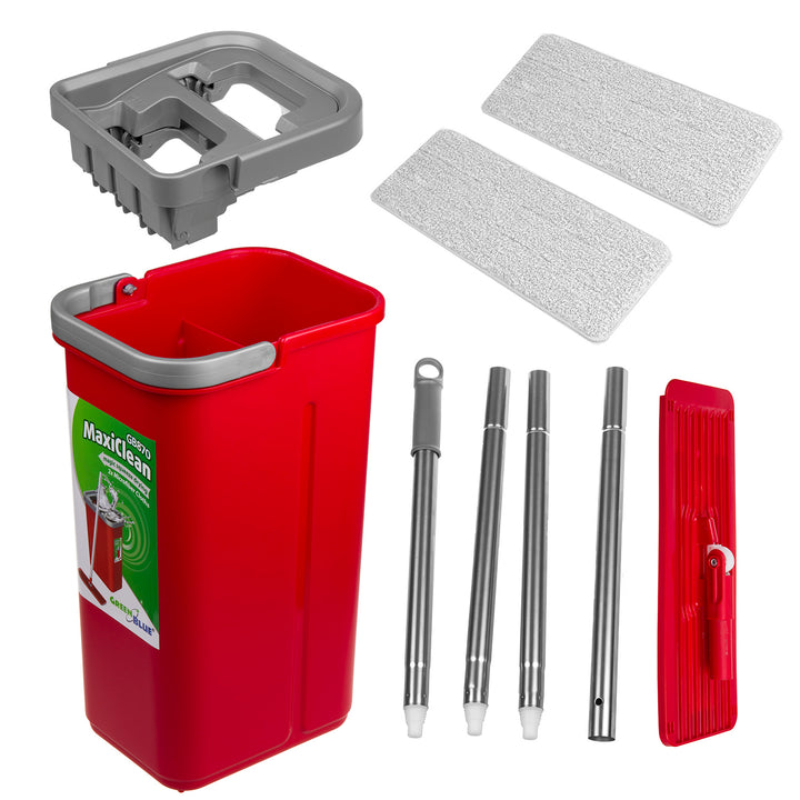 Fregona plana con cubo y escurridor GreenBlue, dos recambios de microfibra HQ, capacidad de 5,7 l, MaxiClean GB870 + paño Vileda Actifibre Soft