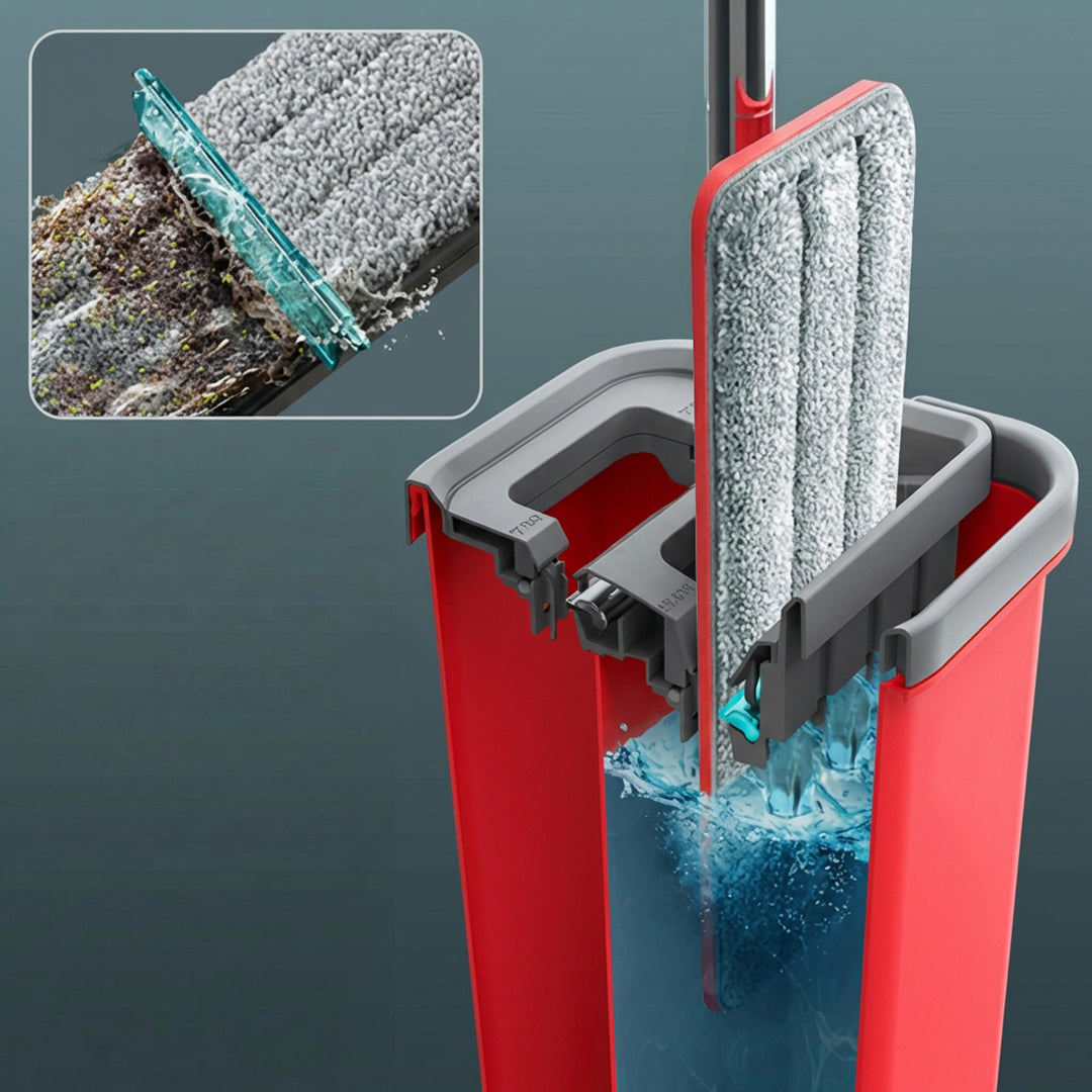 Fregona plana con cubo y escurridor GreenBlue, dos recambios de microfibra HQ, capacidad de 5,7 l, MaxiClean GB870 + paño Vileda Actifibre Pro