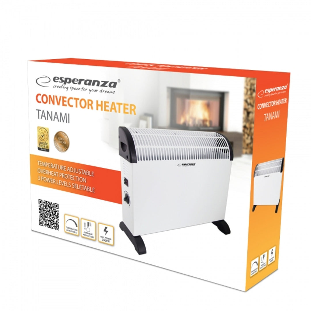 Convector eléctrico con termostato, 2000 W, blanco, Esperanza