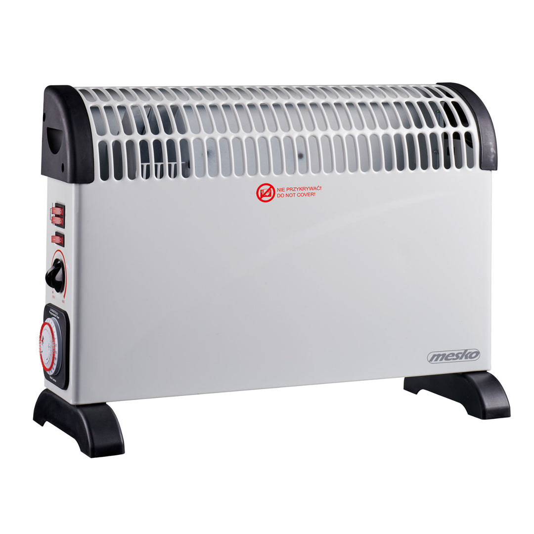 Convector eléctrico, termostato, 2000 W, temporizador de 24 horas, blanco, cable de 150 cm, Mesko, MS 7741W