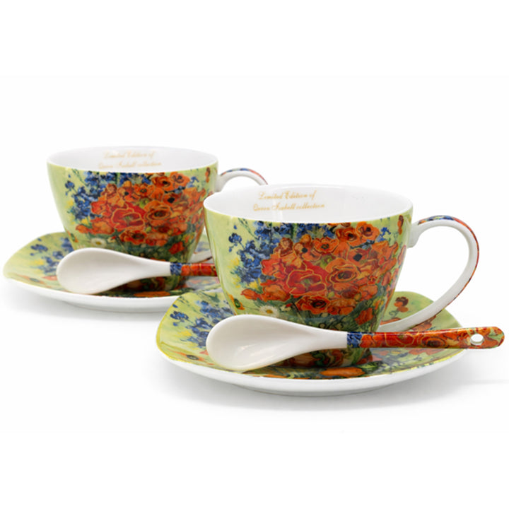 Tazas de porcelana Van Gogh «Maki», 2 x 250 ml, juego de 2 unidades, Queen Isabell