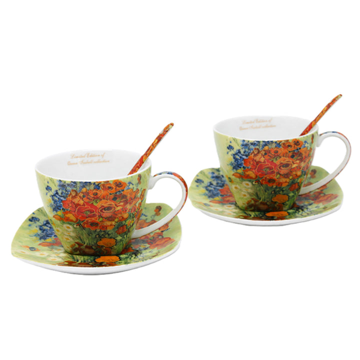 Tazas de porcelana Van Gogh «Maki», 2 x 250 ml, juego de 2 unidades, Queen Isabell