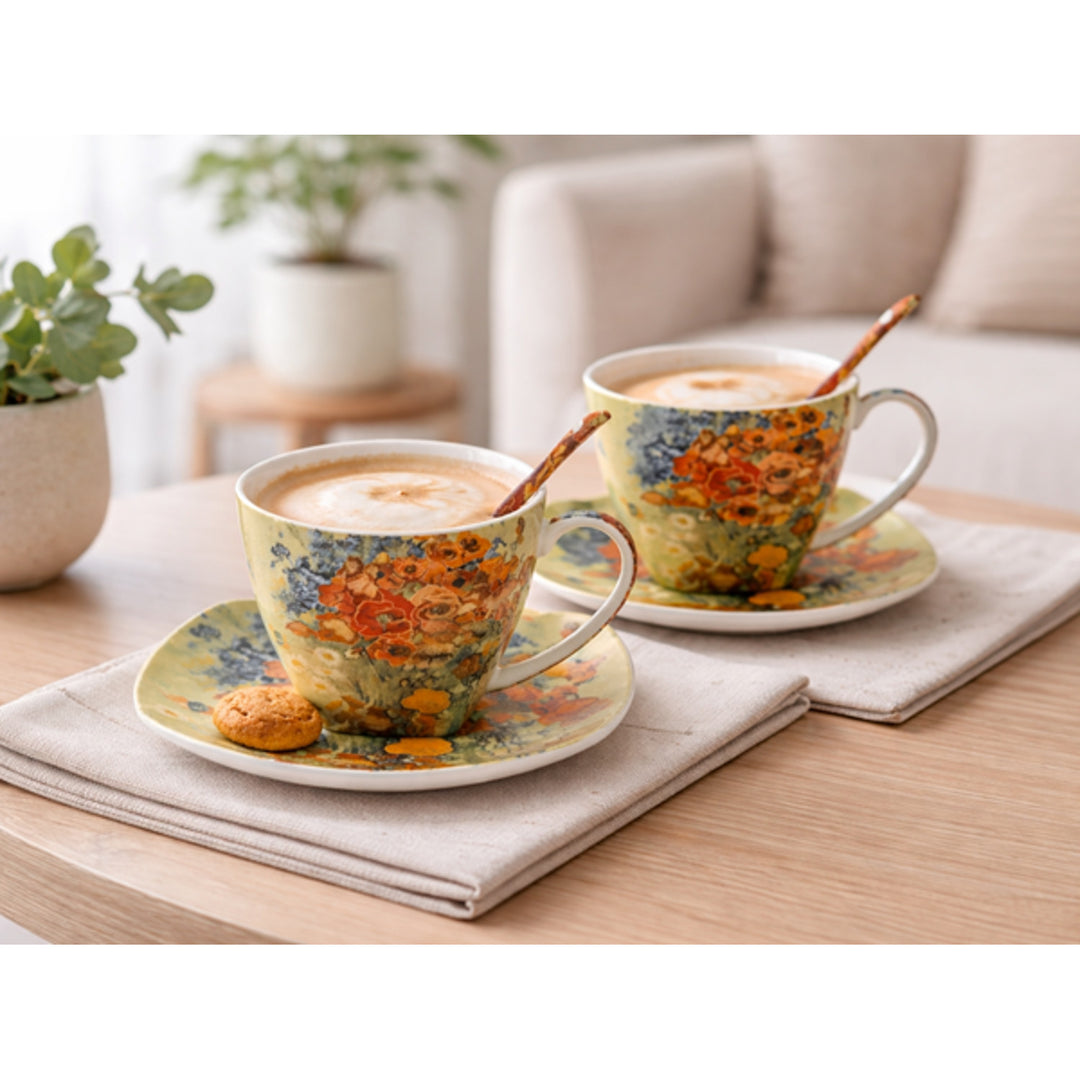 Tazas de porcelana Van Gogh «Maki», 2 x 250 ml, juego de 2 unidades, Queen Isabell