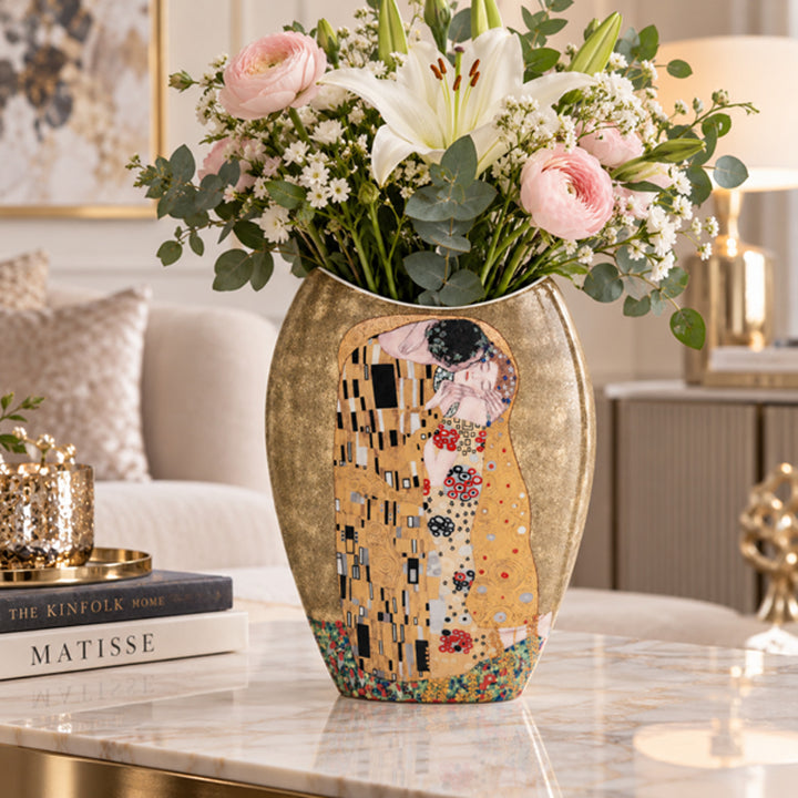 Jarrón de porcelana en caja de regalo, colección «El beso» de Klimt