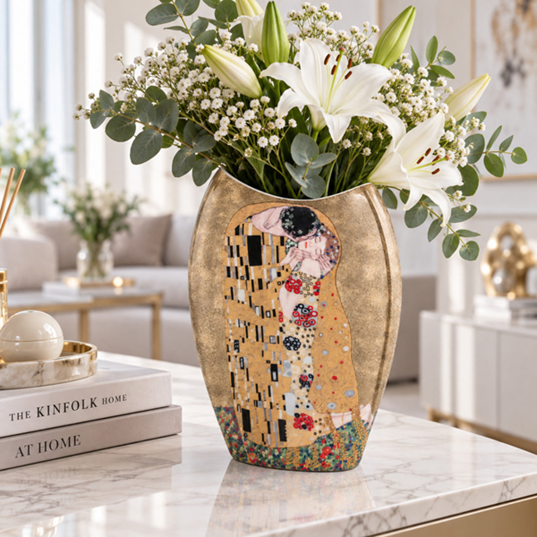 Jarrón de porcelana en caja de regalo, colección «El beso» de Klimt