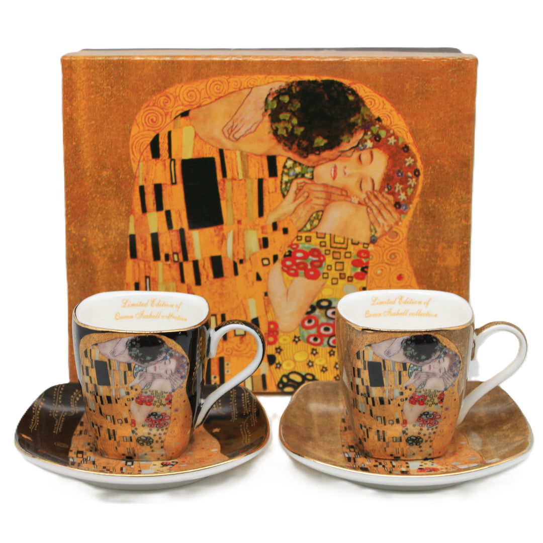 Tazas de porcelana para espresso «El beso de Klimt», 2 x 100 ml, Queen Isabell
