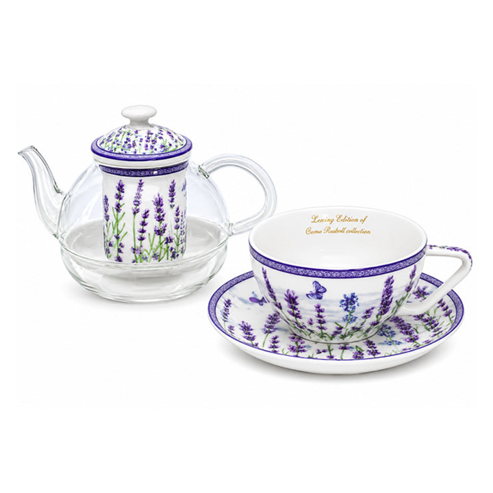 Juego de té «Lavanda», taza y tetera (tea for one) Queen Isabell