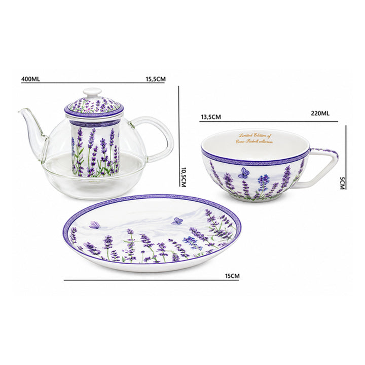 Juego de té «Lavanda», taza y tetera (tea for one) Queen Isabell