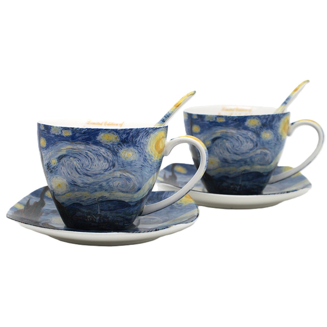 Tazas de porcelana Van Gogh «Noche estrellada», 2 x 250 ml, juego de 2 unidades, Queen Isabell