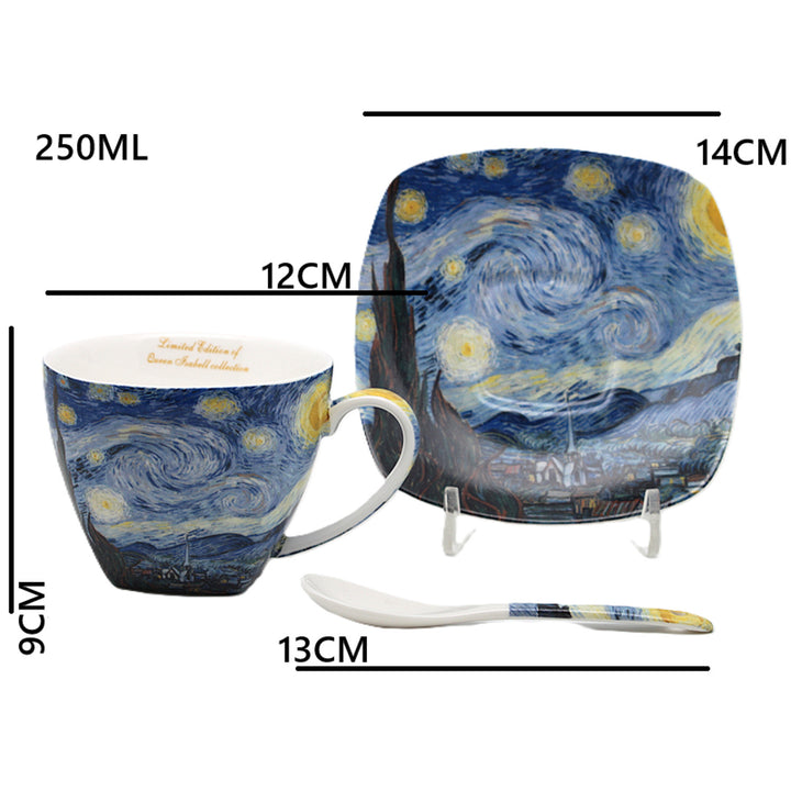 Tazas de porcelana Van Gogh «Noche estrellada», 2 x 250 ml, juego de 2 unidades, Queen Isabell