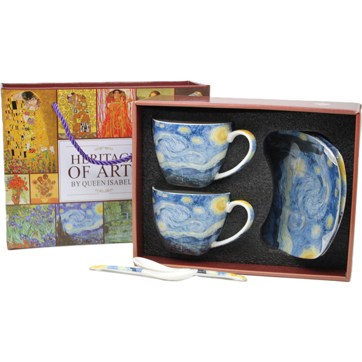 Tazas de porcelana Van Gogh «Noche estrellada», 2 x 250 ml, juego de 2 unidades, Queen Isabell
