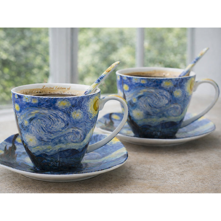Tazas de porcelana Van Gogh «Noche estrellada», 2 x 250 ml, juego de 2 unidades, Queen Isabell