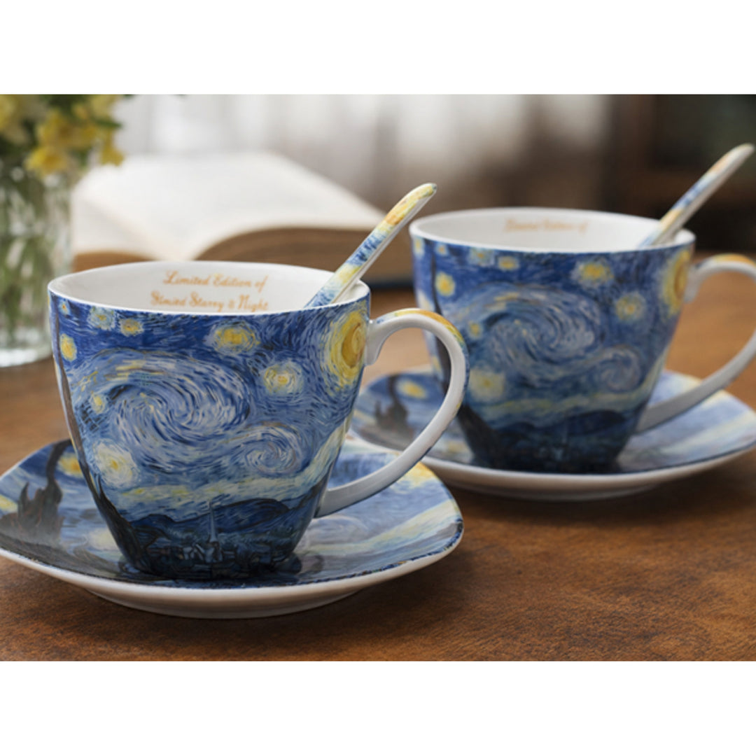 Tazas de porcelana Van Gogh «Noche estrellada», 2 x 250 ml, juego de 2 unidades, Queen Isabell